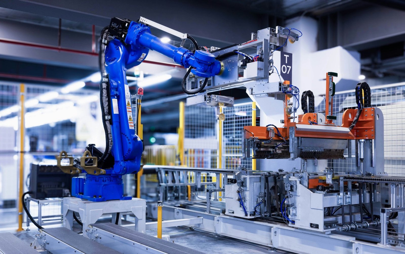 A robotic arm on a manufacturing line