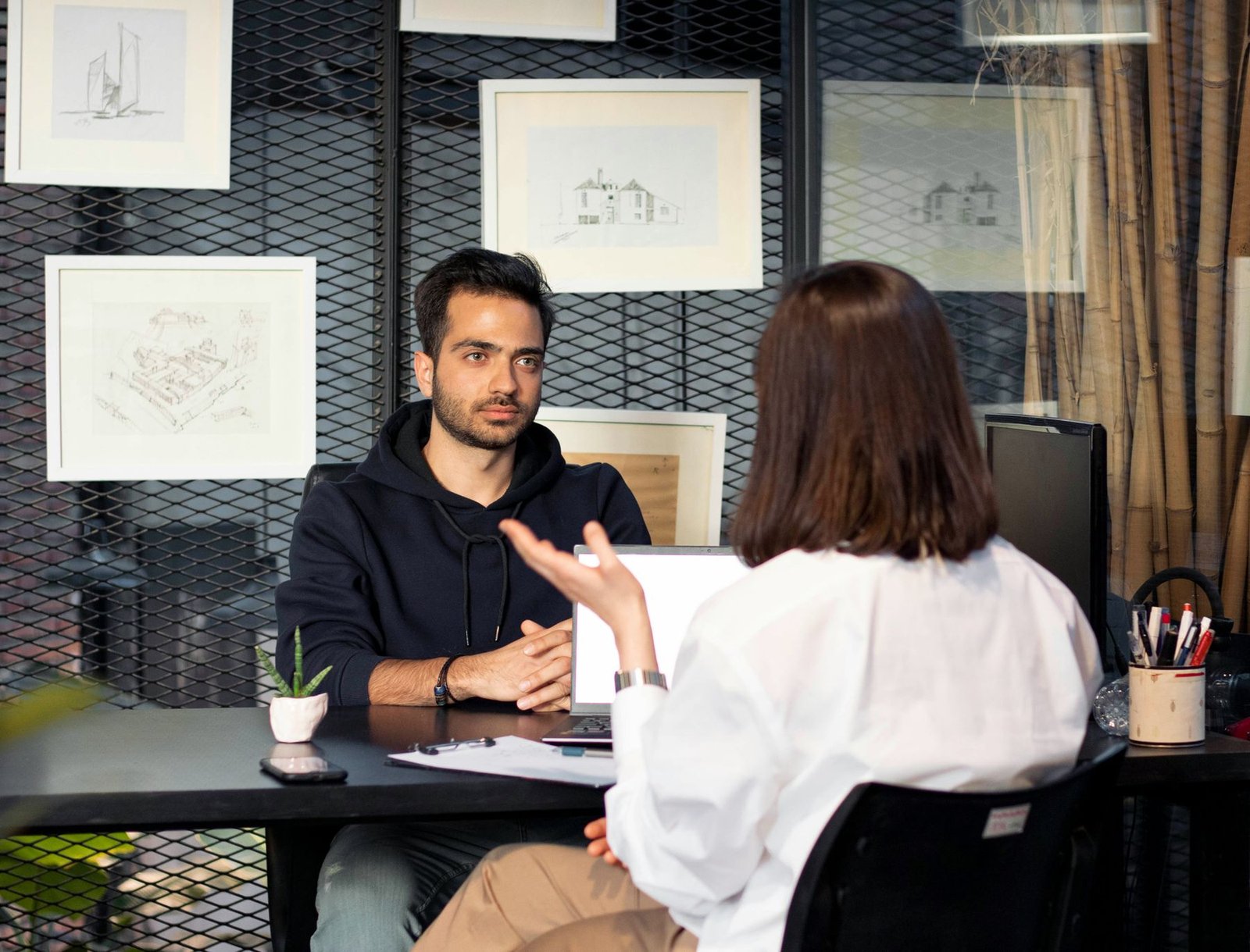 A job interview across a desk